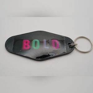 Retro Styled Black 'Bold' Colorful Balloon Letter Motel Keychain